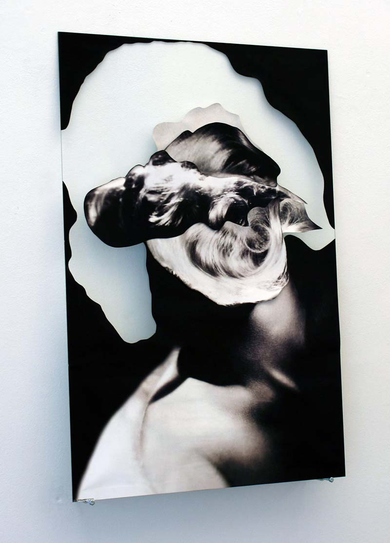 Karin Fisslthaler (2013), "Clouds", Found Poster, Cut- Out & Collage on Glass, A1